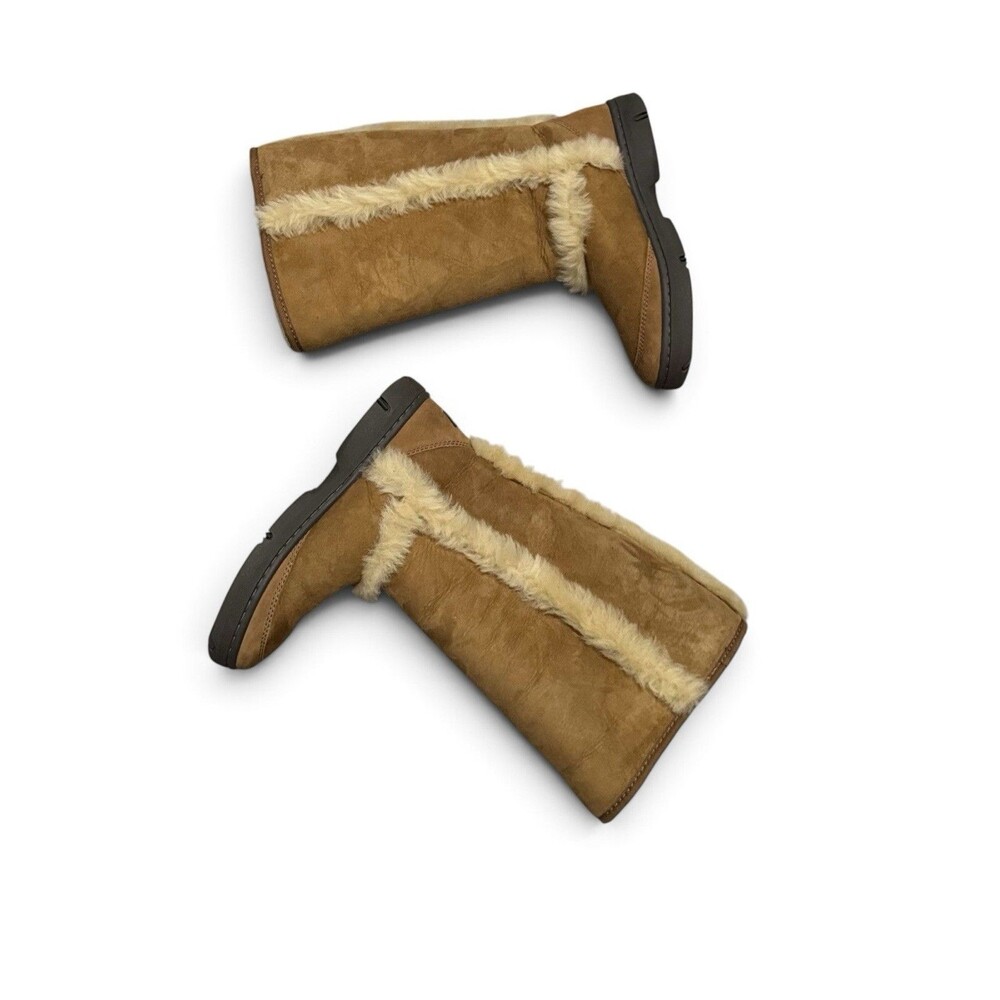 UGG Sunburst Tall Suede & Shearling Boot In Chestnut Size 8
